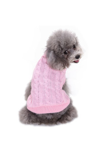 Small Dog Sweaters Knitted Pet Cat Sweater Warm Dog Sweatshirt Dog Winter Clothes Kitten Puppy Sweater (Small,Pink)