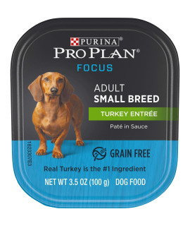 Purina Pro Plan Wet Dog Food for Small Dogs Adult Small Breed Turkey Entree High Protein Dog Food - (12) 3.5 oz. Trays