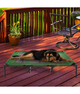 Elevated Dog Bed - 48x355 Portable Bed for Pets with Non-Slip Feet - IndoorOutdoor Dog cot or Puppy Bed for Pets up to 110lbs by Petmaker (green)