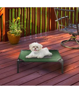 Elevated Dog Bed - 245x185 Portable Bed for Pets with Non-Slip Feet - IndoorOutdoor Dog cot or Puppy Bed for Pets up to 25lbs by Petmaker (green)