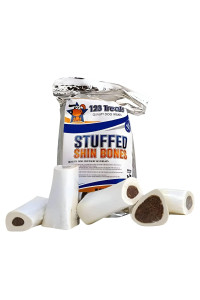 123 Treats Peanut Butter Filled for Dogs Healthy PB Dog Snacks for Chewing Long Lasting Chews for Dogs Stuffed Bones 3 to 4?Cow Bones 5 Count Individually Shrink Wrapped