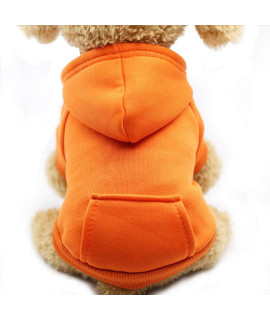 Jecikelon Winter Dog Hoodie Sweatshirts with Pockets Warm Dog Clothes for Small Dogs Chihuahua Coat Clothing Puppy Cat Custume (X-Small, Orange)