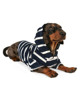 DJANGO Dog Hoodie and Super Soft and Stretchy Sweater with Elastic Waistband and Leash Portal (Small, Navy)