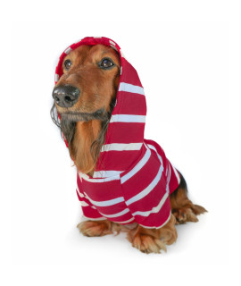 DJANGO Dog Hoodie and Super Soft and Stretchy Sweater with Elastic Waistband and Leash Portal (Small, Red)