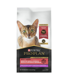 Purina Pro Plan With Probiotics Sensitive Skin & Stomach Natural Dry cat Food Turkey & Oat Meal Formula - 5.5 lb. Bag