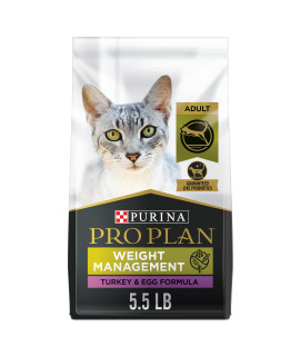 Purina Pro Plan With Probiotics, Grain Free Weight Management Dry Cat Food, Turkey & Egg Formula - 5.5 lb. Bag