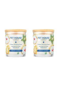 One Fur All, Pet House Candle-100% Plant-Based Wax Candle-Pet Odor Eliminator for Home-Non-Toxic and Eco-Friendly Air Freshening Scented Candles-Odor Eliminating Candle-(Pack of 2, Sugar Cookies)