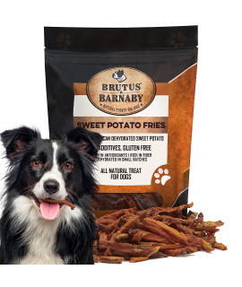 BRUTUS & BARNABY Sweet Potato Dog Treats- No Additive Dehydrated Sweet Potato Fries, Grain Free, Gluten Free and No Preservatives Added (14 oz)