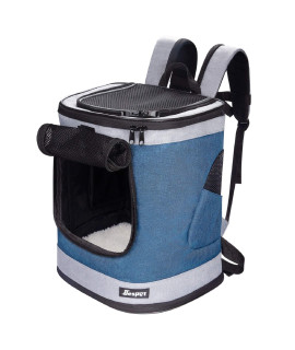 JESPET & GOOPAWS Pet Backpack Carrier for Small Dog, Puppy, Cat Carrier Backpack Airline Approved Ideal for Traveling, Hiking, Walking and Outdoor Activities with Family (Blue Grey)