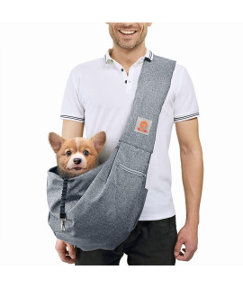 TOMKAS Medium Padded Shoulder Strap Dog Cat Carrier Sling (Grey for 8-15 lbs)