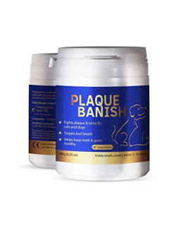 Plaque Banish 100% Natural Plaque Off & Tartar Remover For Dogs & cats Freshen Breath For Dogs & cats 63oz (180g) Support Healthy gums & Promote Dental Health Prevent Plaque & Tartar Build Up