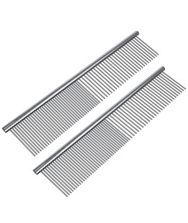 Petsvv 2 Pack Pet Stainless Steel Grooming Dog Cat Comb Tool