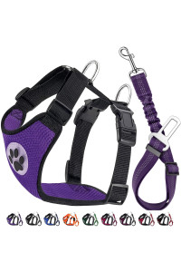 Lukovee Dog Safety Vest Harness Seatbelt, Dog Car Harness Seat Belt Adjustable Pet Harnesses Double Breathable Mesh Fabric Car Vehicle Connector Strap Dog (Large, Plaid - Red & Black)