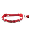 THAIN Basic Adjustable Cat Collar Bling Diamond Breakaway with Bell for Kitten Girl boy (Red)