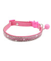 THAIN Basic Adjustable Cat Collar Bling Diamond Breakaway with Bell for Kitten Girl boy (Pink)