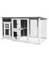 PawHut 63 Chicken Coop Wooden, Outdoor Chicken Cage Hen House with Run Area, Nesting Box, Waterproof Roof, Removable Tray