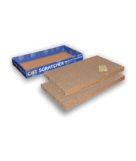 Flat Cat Scratcher Lounger with Two Reversible Double Wide Corrugated Cardboard Surfaces