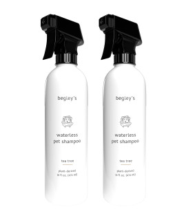 Begleys Natural No Rinse Waterless Pet Shampoo, Bathless Cleaning, Deodorizing, and Odor Removal for a Shiny, Fresh Smelling Coat - Effective for Dogs, Puppies, and Cats - Fresh Tea Tree Scent