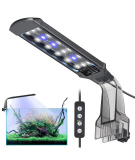 MingDak UpgradeMingDak Aquarium Clip Light with Timer for Nano Planted Fish Tanks,Small Aquatic Clamp Light 24/7 Light Cycle 3 Lighting Modes, Dimmable, 8W 18 White & Blue LEDs,Tank Refugium Light