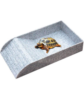 WINGOFFLY Large Reptile Feeding Dish with Ramp and Basking Platform Plastic Turtle Food and Water Bowl Also Fit for Bath Aquarium Habitat for Lizards Amphibians