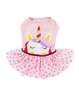 KYEESE Dog Pink Dresses Unicorn Princess for Small Dog Party Birthday Dress Tutu Formal Dresses