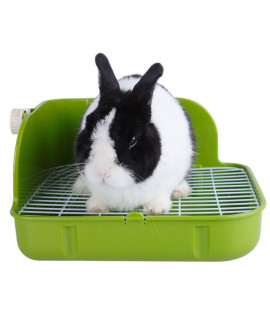 RUBYHOME Rabbit Litter Box Toilet, Plastic Square Cage Box Potty Trainer Corner Litter Bedding Box Pet Pan for Small Animals, Rabbits, Guinea Pigs, Chinchilla, Ferret, Galesaur, 11.4 Inches (Green)