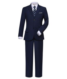 Visaccy Suit for Boys 5 Pieces Kids Tuxedo Toddler Slim Fit Suits Outfit for Wedding Navy Blue Size 6