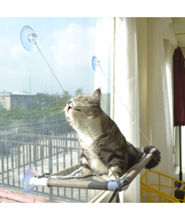Cat Bed Window, Cat Window Hammock Window Perch, Safety Cat Shelves Space Saving Window Mounted Cat Seat for Large Cats (Beige Premium Set)