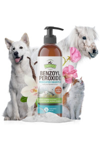 Strawfield Pets' Benzoyl Peroxide Medicated Shampoo for Dogs Cats & Horses with Precipitated Sulfur for Itchy or Oily Skin Relief 16 oz / 474ml