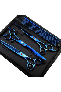 Purple Dragon 8.0 inch Dog Hair Cutting, Curved and Thinning Scissors Shear Pet Grooming Tool Kit