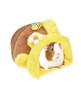 MuYaoPet Rabbit Guinea Pig Snuggle Sack Fleece Bed for Cage Small Animal Hamster Chinchilla Bed House for Squirrel Rat (S, Yellow Bee)