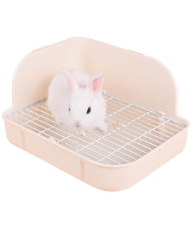 RUBYHOME Rabbit Litter Box Toilet, Plastic Square Cage Box Potty Trainer Corner Litter Bedding Box Pet Pan for Small Animals, Rabbits, Guinea Pigs, Chinchilla, Ferret, Galesaur, 11.4 Inches (White)