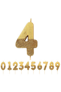 Talking Tables glitter Number candle-Premium Quality cake Topper Decoration Pretty, Sparkly for Kids, Adults, 40th Birthday Party, Anniversary, Milestone, Height 8cm, 3, gold 4