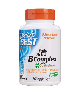 Doctors Best, Fully Active B complex Supports Energy Nervous System Optimal Health Positive Mood Wellbeing NongMO gluten Free Vegan Soy Free, 60 count