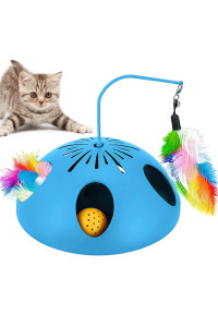 WINGPET Cat Toys 2 Speed Modes, 3-in-1 Automatic Interactive Cat Toys for Indoor Cats with Feather and Bell Ball, Electronic Cat Puzzle Toys, Exerciser Entertainment Hunting for Kitty Pet with Battery