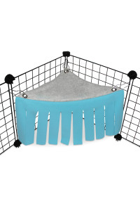 Corner Fleece Forest Hideout for Guinea Pigs, Ferrets, Chinchillas, Hedgehogs, Dwarf Rabbits and Other Small Pets - Accessories and Toys (Blue/Gray)