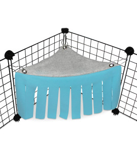 Corner Fleece Forest Hideout for Guinea Pigs, Ferrets, Chinchillas, Hedgehogs, Dwarf Rabbits and Other Small Pets - Accessories and Toys (Blue/Gray)