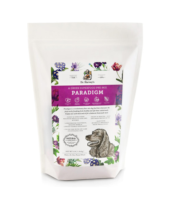 Dr. Harvey's Paradigm Green Superfood Dog Food, Human Grade Dehydrated Grain Free Base Mix for Dogs, Diabetic Low Carb Ketogenic Diet (3 Pounds)