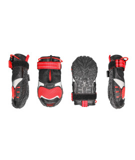 Kurgo Blaze Cross Dog Shoes - Winter Boots for Dogs, All Season Paw Protectors - for Hot Pavement and Snow - Water Resistant, Reflective, No Slip - Includes 4 Shoes - Chili Red/Black - XXS