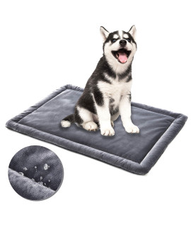 Allisandro Water-Proof Dog Bed, Washable Mat Crate Pad, Durable Pet Beds Soft Dog Mattress, Anti-Slip Kennel Pads for Dogs, Cats and Small Animal, Grey (39.3 x 27.5 Inches)