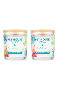 One Fur All, Pet House Candle-100% Plant-Based Wax Candle-Pet Odor Eliminator for Home-Non-Toxic and Eco-Friendly Air Freshening Scented Candles-Odor Eliminating Candle-(Pack of 2, Mediterranean Sea)