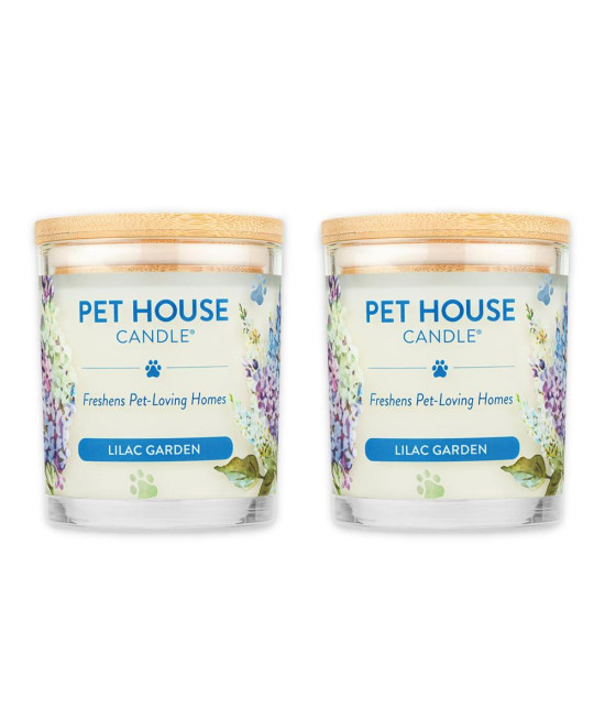 One Fur All, Pet House Candle-100% Plant-Based Wax Candle-Pet Odor Eliminator for Home-Non-Toxic and Eco-Friendly Air Freshening Scented Candles-Odor Eliminating Candle-(Pack of 2, Lilac Garden)