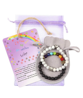 Enpato Pet Memorial Gifts Rainbow Bridge Bracelets Pet Loss Gifts with Card Pet Memorial Gifts for Women Man Loss of Dog Gifts (a Pair)