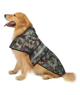 HDE Dog Raincoat Hooded Slicker Poncho for Small to X-Large Dogs and Puppies Camo - XL