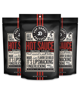 Pop Daddy Hot Sauce, 75oz Healthy Bold gourmet Flavored Pretzel Sticks (3 Pack)