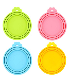 IVIA PET Food Can Lids, Universal BPA Free Silicone Can Lids Covers for Dog and Cat Food, One Can Cap Fit Most Standard Size Canned(4 Pack Multicolor