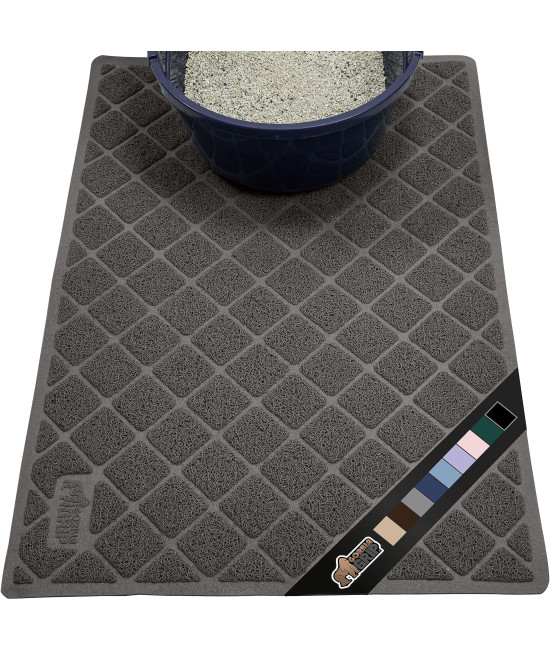 The Original Gorilla Grip 100% Waterproof Cat Litter Box Trapping Mat, Easy Clean, Textured Backing, Traps Mess for Cleaner Floors, Less Waste, Stays in Place for Cats, Soft on Paws, 47x35 Charcoal