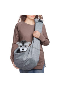 AOFOOK Dog Cat Sling Carrier Adjustable Padded Shoulder Strap with Mesh Pocket for Outdoor Travel (Grey, L - 10 to 20 lbs)