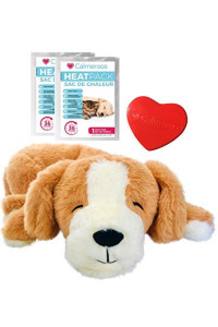 Calmeroos Puppy Heartbeat Toy Sleep Aid with 2 Long-Lasting Heat Packs Last 36 Hours Each Puppy All Breeds Anxiety Relief Soother Dog Cuddle Calming Behavioral Aid for Pets
