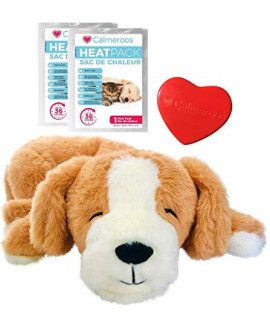 Calmeroos Puppy Heartbeat Toy Sleep Aid with 2 Long-Lasting Heat Packs Last 36 Hours Each Puppy All Breeds Anxiety Relief Soother Dog Cuddle Calming Behavioral Aid for Pets